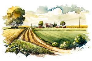 illustrazione-di-una-campagna-ondulata-con-campi-coltivati